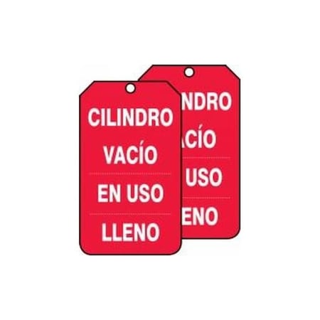 Accuform Spanish Safety Tags, CYLINDER STATUS CYLINDER EMPTY, 5.75in x 3.25in, PF-Cardstock, 25PK SHMGT206CTP